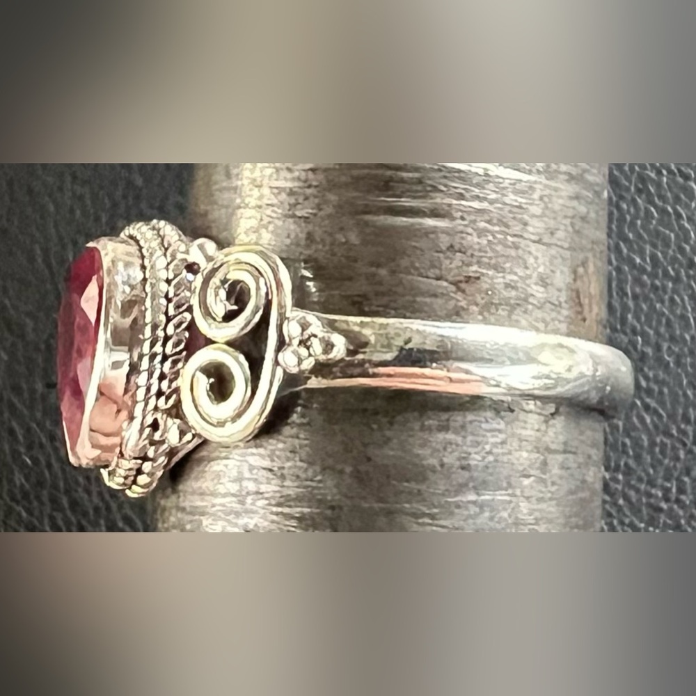 Elegant Sterling Silver Ring With Ruby Gemstone - image 4
